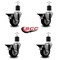 Service Caster 3.5'' Black Poly Swivel 1-7/8'' Expanding Stem Caster Set with Brake, 4PK SCC-EX20S3514-PPUB-BLK-PLB-178-4 - alternate 3